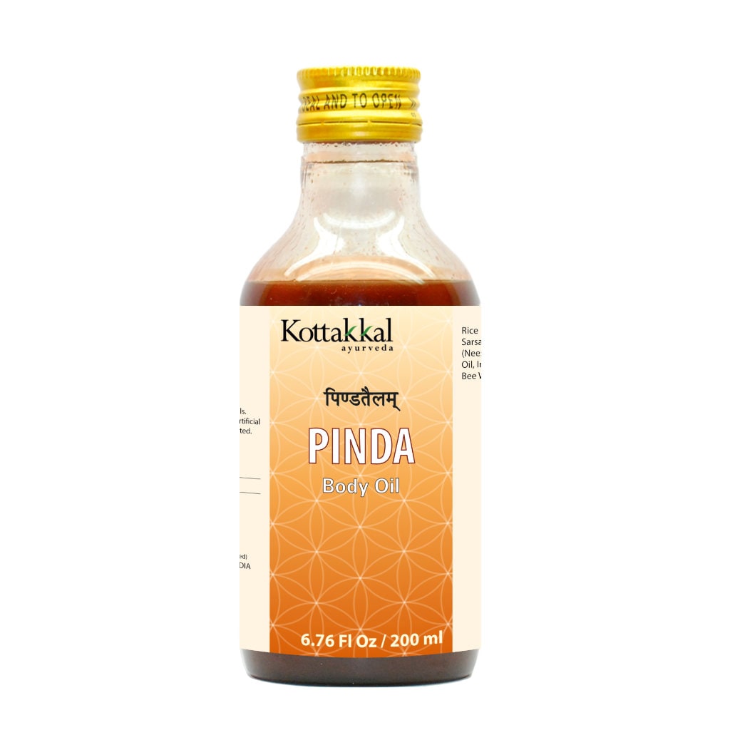 Pinda Oil Bottle, Ayurvedic Product manufactured by Arya Vaidya Sala, Kottakkal Ayurveda for USA Distribution