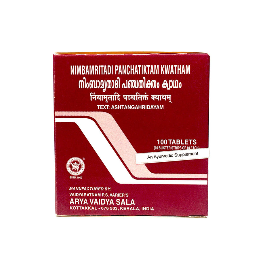 Nimbamritadi Panchatiktam Kwatham Box, Ayurvedic Product manufactured by Arya Vaidya Sala, Kottakkal Ayurveda for USA Distribution