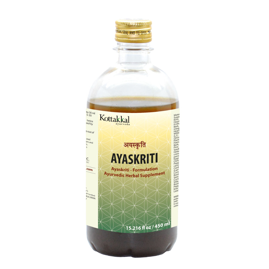 Ayaskriti Arishtam Bottle, Ayurvedic Product manufactured by Arya Vaidya Sala, Kottakkal Ayurveda for USA Distribution