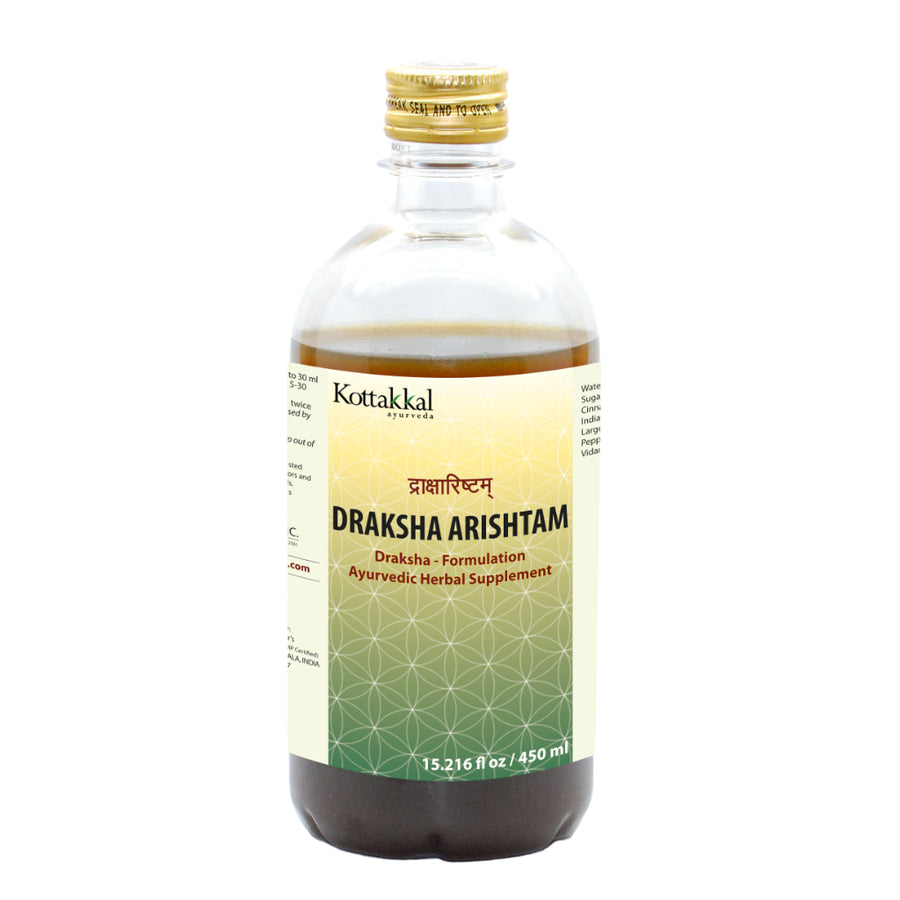 Draksha Arishtam Bottle, Ayurvedic Product manufactured by Arya Vaidya Sala, Kottakkal Ayurveda for USA Distribution