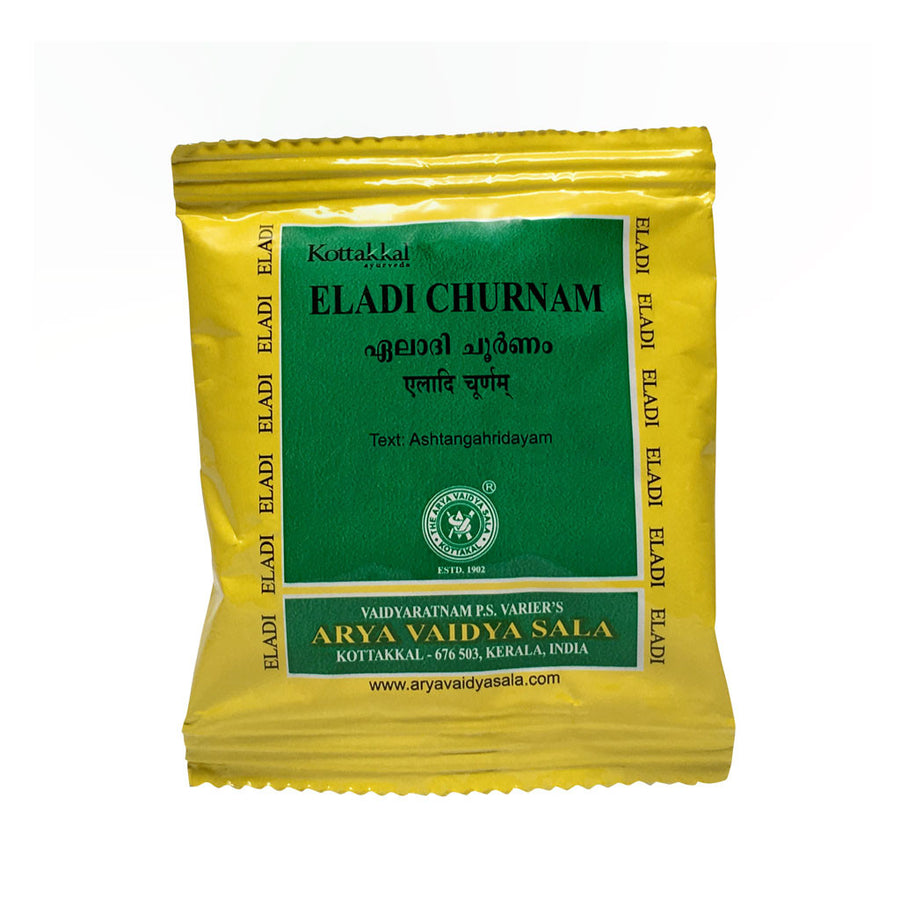 Eladi Churnam Packet, Ayurvedic Product manufactured by Arya Vaidya Sala, Kottakkal Ayurveda for USA Distribution
