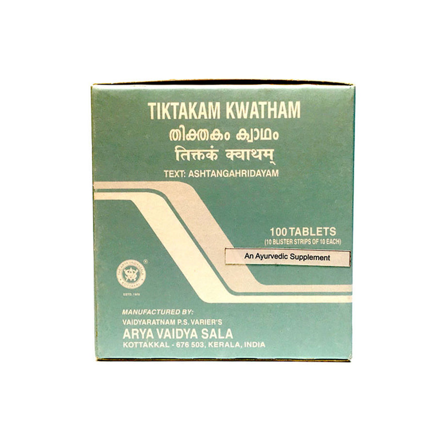 Tiktakam Kwatham Box, Ayurvedic Product manufactured by Arya Vaidya Sala, Kottakkal Ayurveda for USA Distribution